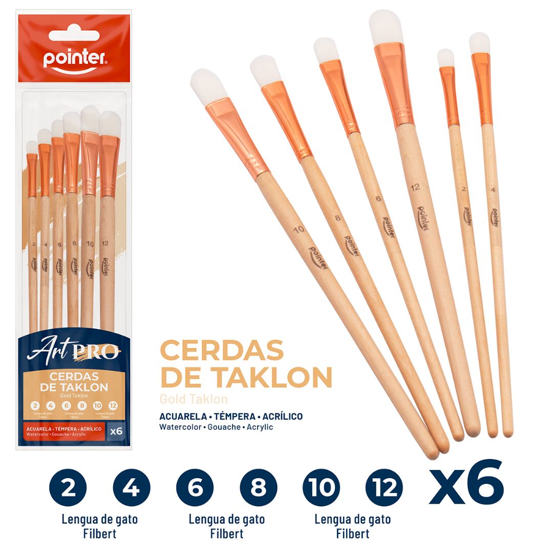 SET DE PINCELES POINTER ART PRO LENGUA DE GATO BX6 (F. 144 SETS)