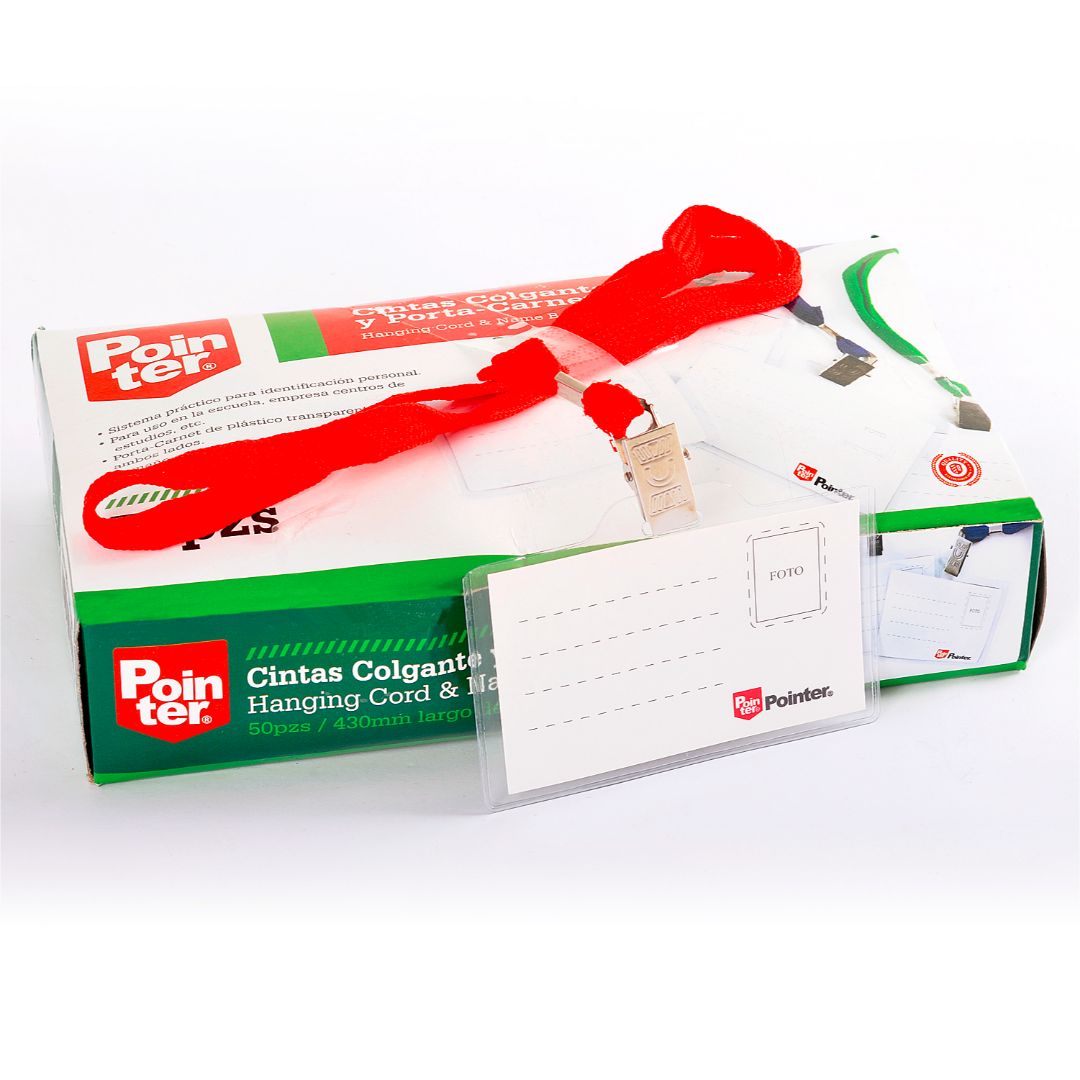 PORTA GAFETE POINTER C/CINTA ROJA CX50 8.6X5.3CM (F. 30 BOX)