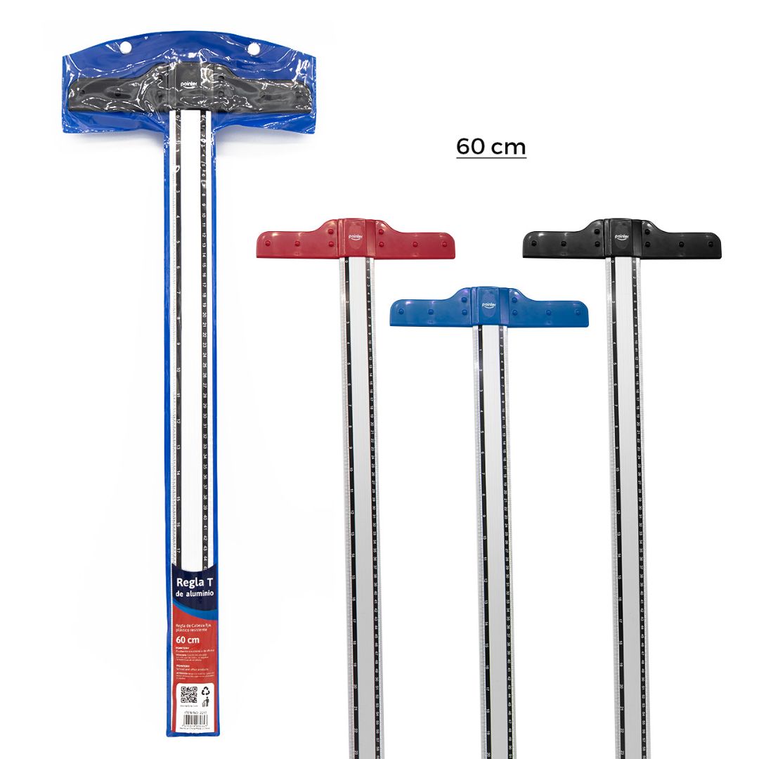REGLA T DE ALUMINIO POINTER 3 COL. 60CM (F. 40 UNI)