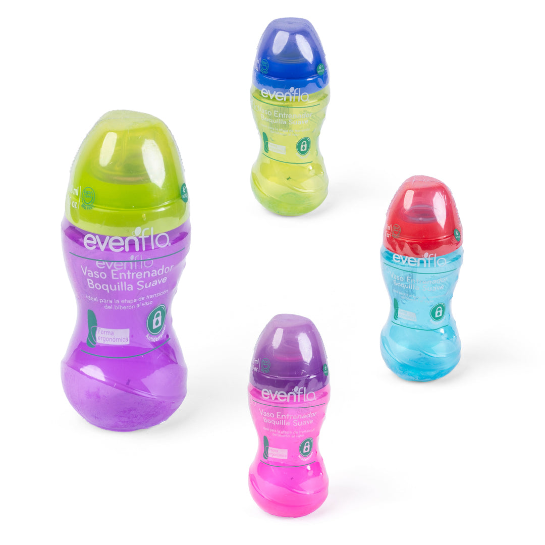 VASO ENTRENADOR EVENFLO BOQ/SUAVE 4 COL. 10 ONZ/300ML (F. 16 PZA)