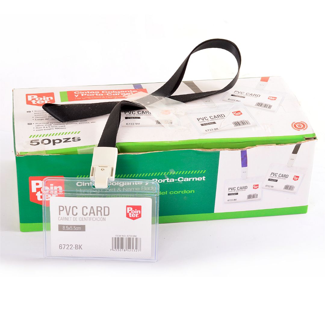 PORTA GAFETE POINTER C/CINTA NEGRA CX50 9X5.5CM (F. 30 BOX)
