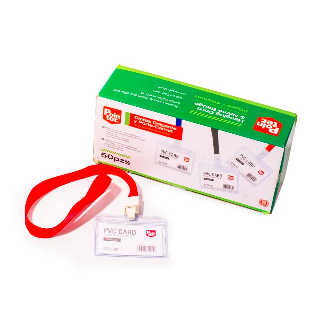 PORTA GAFETE POINTER C/CINTA ROJA CX50 9X5.5CM (F. 30 BOX)