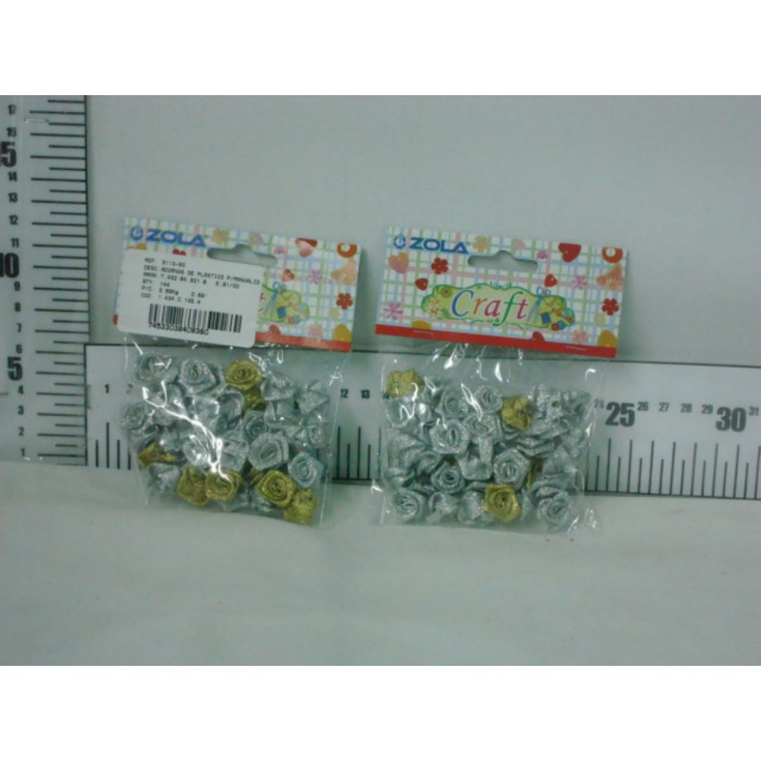 FLORES DE LISTON ZOLA DORADO Y PLATEADO (F. 48 SETS)