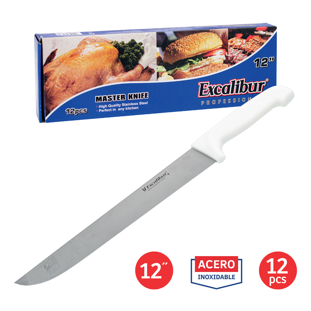 CUCHILLO PROFESIONAL EXCALIBUR CARBON CACHA BLANCA 12" (F. 144 UNI)