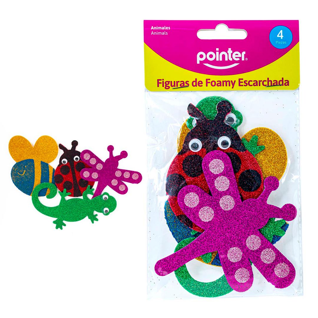 FIGURA DE FOAMY POINTER ESCARCHADO C/ADHESIVO BICHOS (F. 72 PZA)