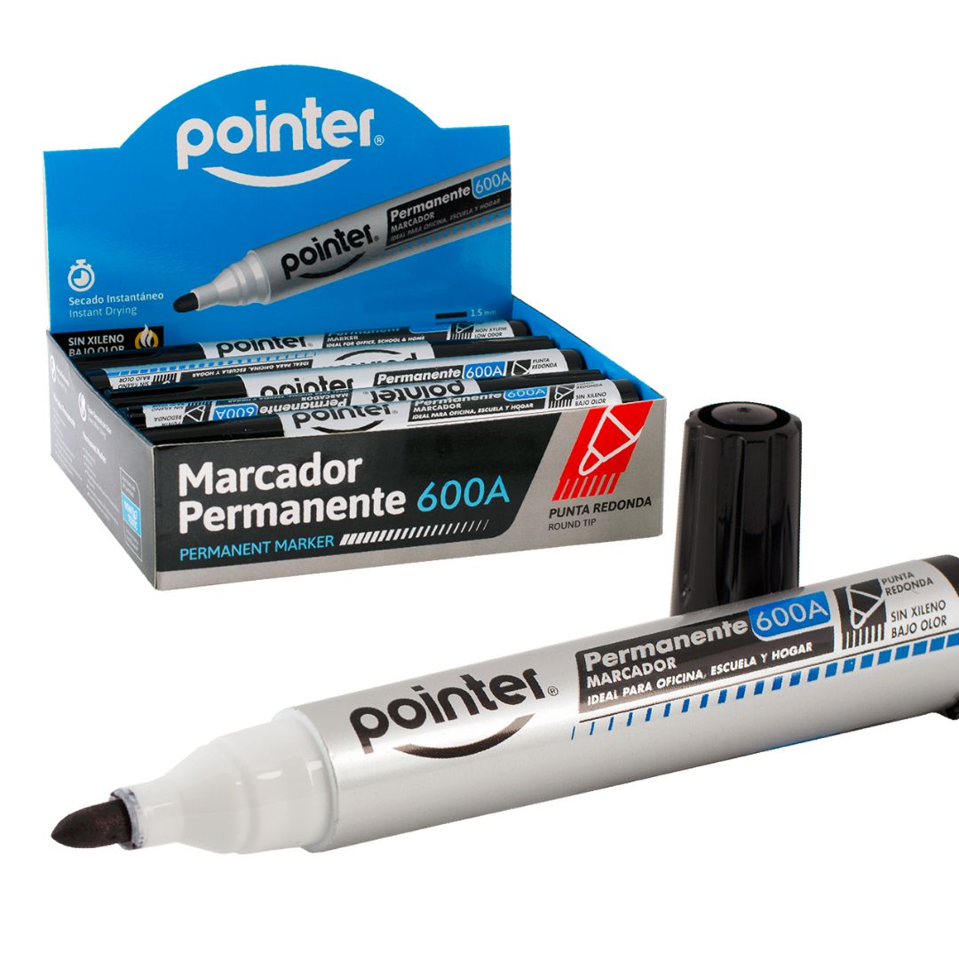 MARCADOR PERMANENTE POINTER P/REDONDA NEGRO CX12 (F. 60 DOC)