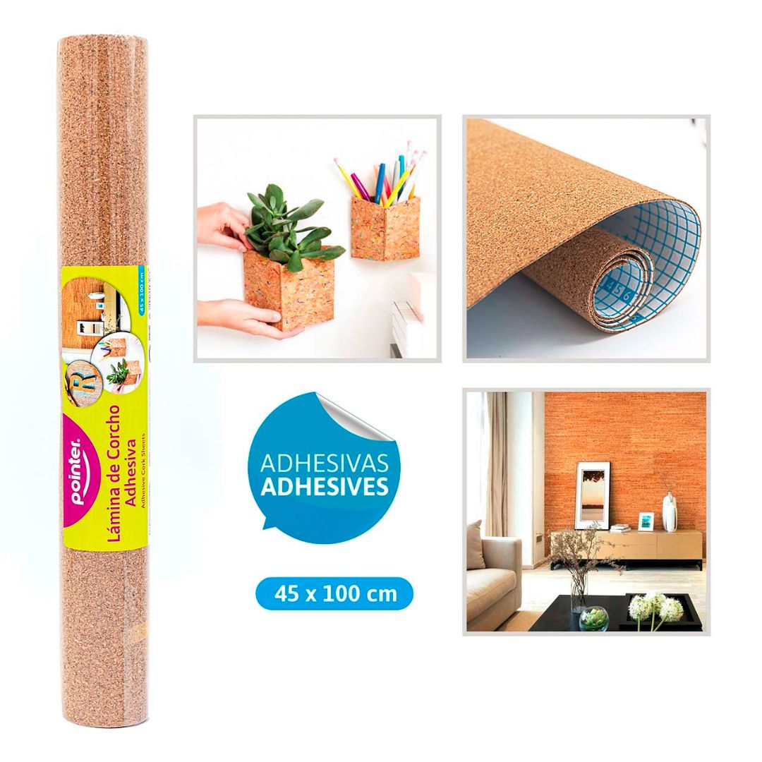 LAMINA DE CORCHO POINTER ADHESIVA 45X100CM (F. 20 ROLLOS)