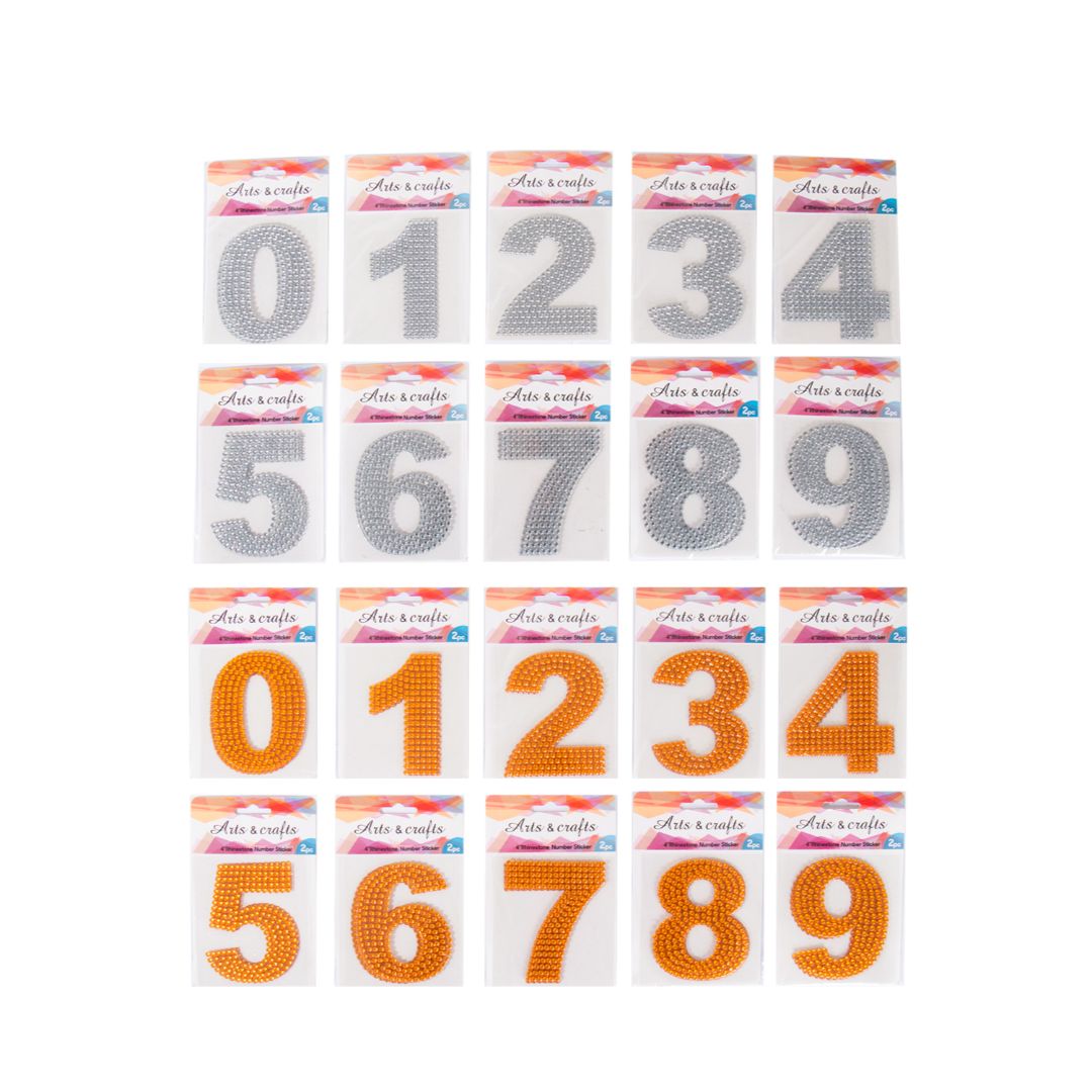 STICKERS ARTS Y CRAFTS NUMEROS C/PERLAS 2 COL. (F. 288 PZAS)
