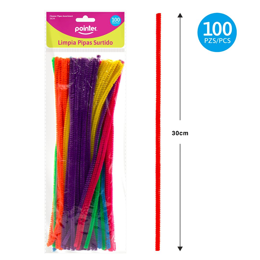 LIMPIA PIPAS POINTER COLORES SURTIDOS NEON 30 CM BX100 (F. 144 UNI)