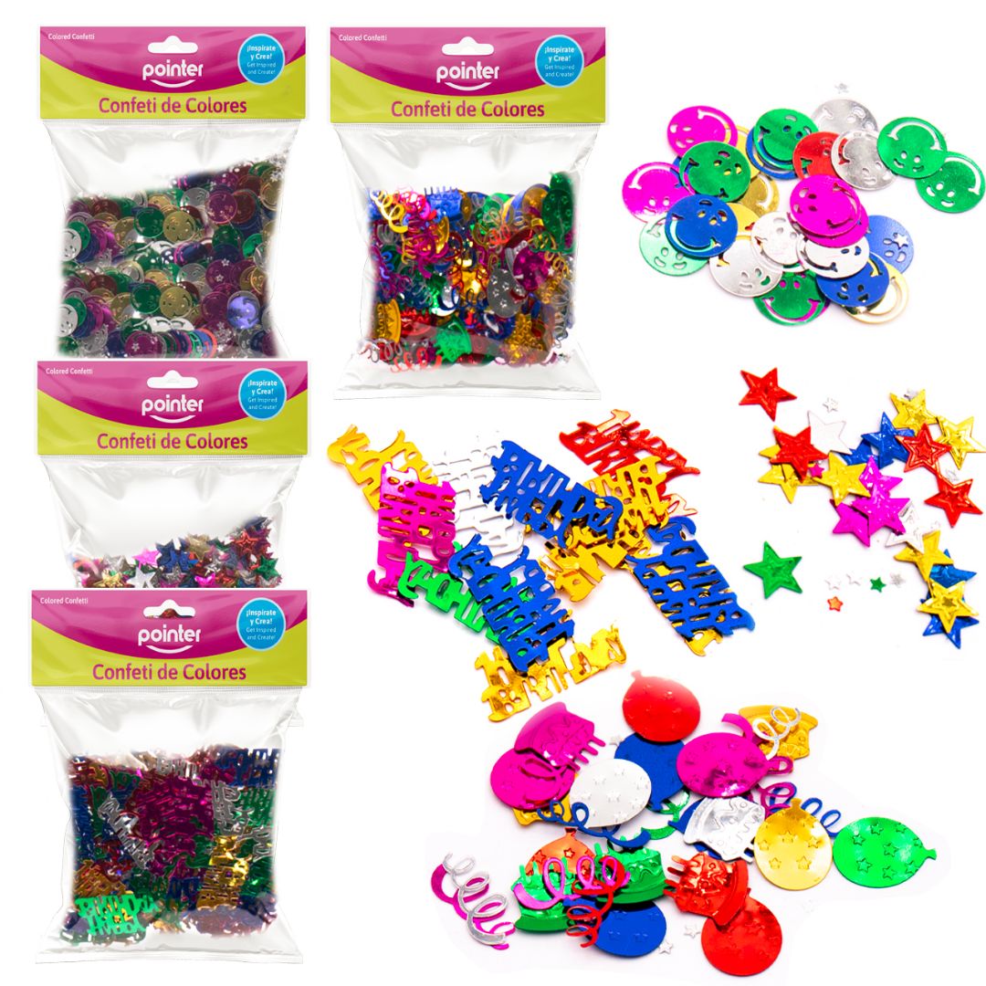 CONFETI POINTER CARITAS/GLOBOS/FELIZ CUMPLEAÑOS (F. 240 UNI)