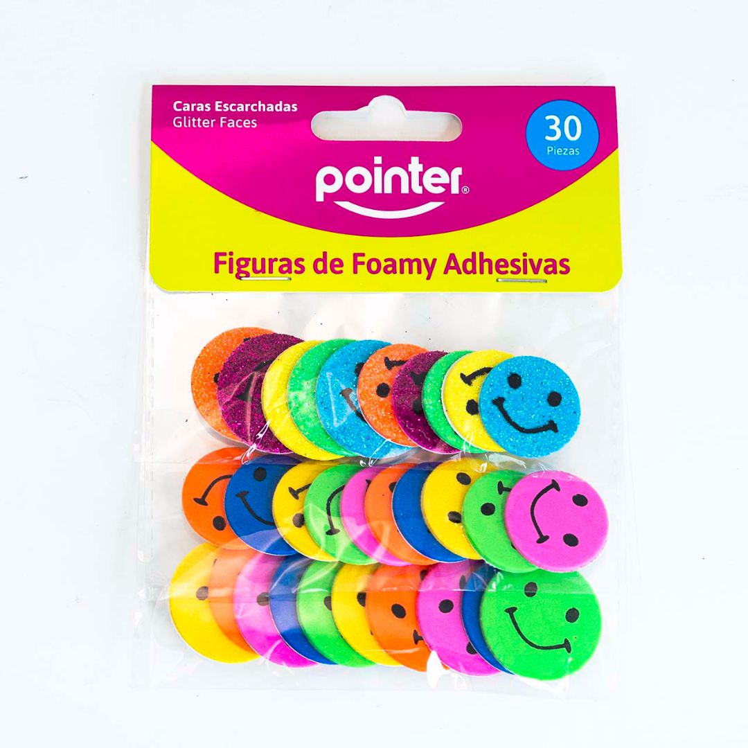 CARITAS ADHESIVAS DE FOAMY POINTER LISAS Y ESCARCHADAS BX30 (F. 240 SETS)