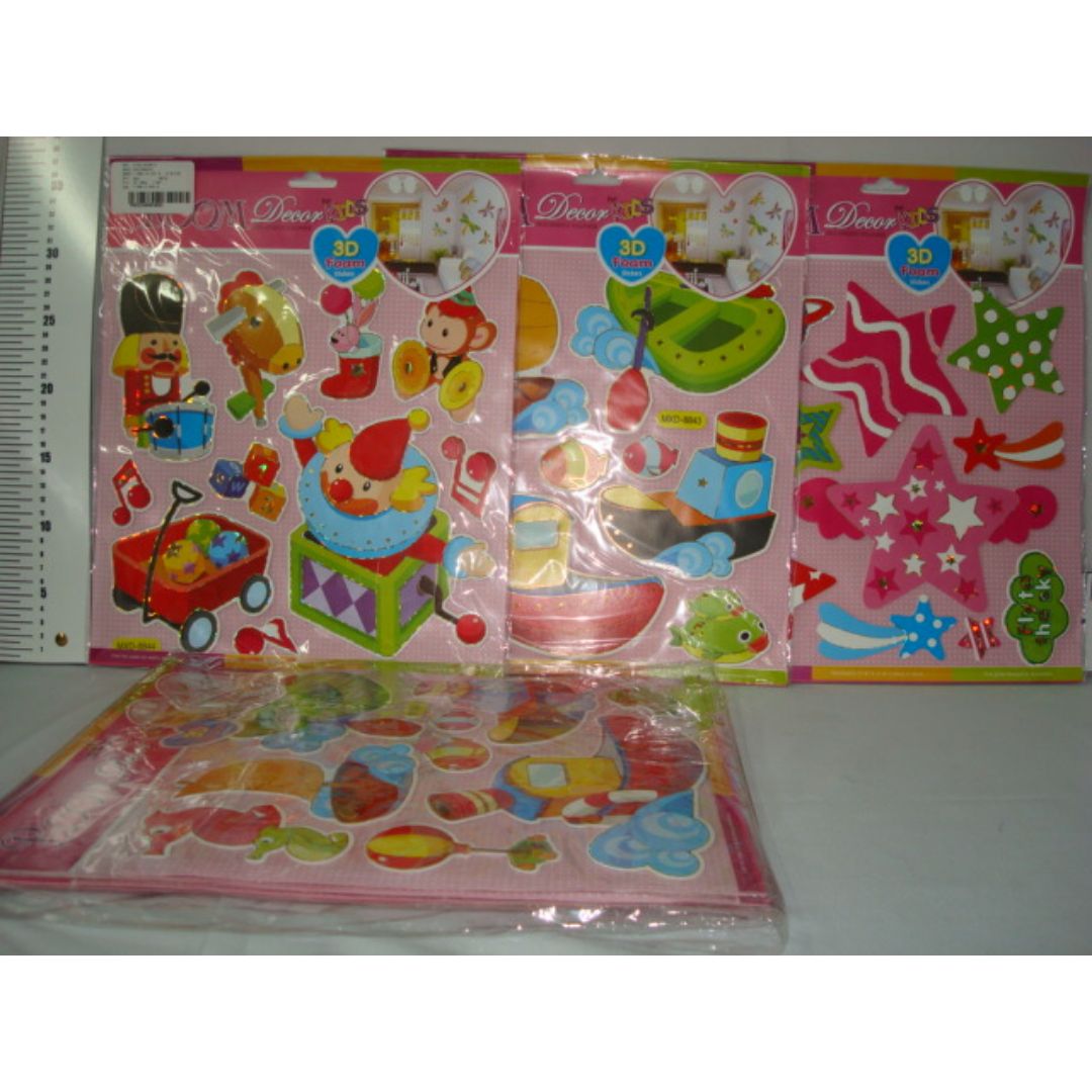 STICKERS 3D ROOM DECOR 9 DISEÑOS INFANTILES (F. 72 SETS)