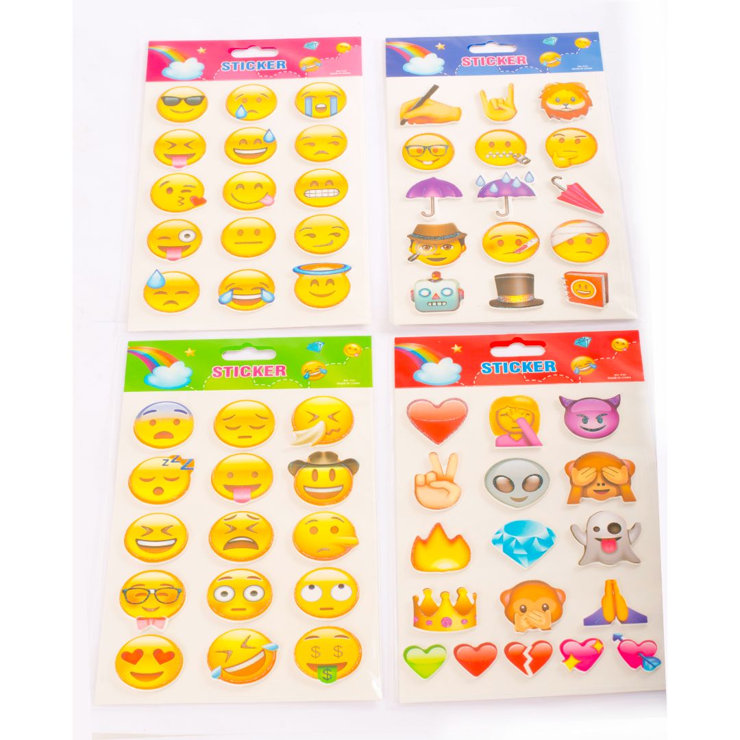 STICKERS 3D DISEÑOS DE EMOJIS BX15 (F. 180 PZAS)