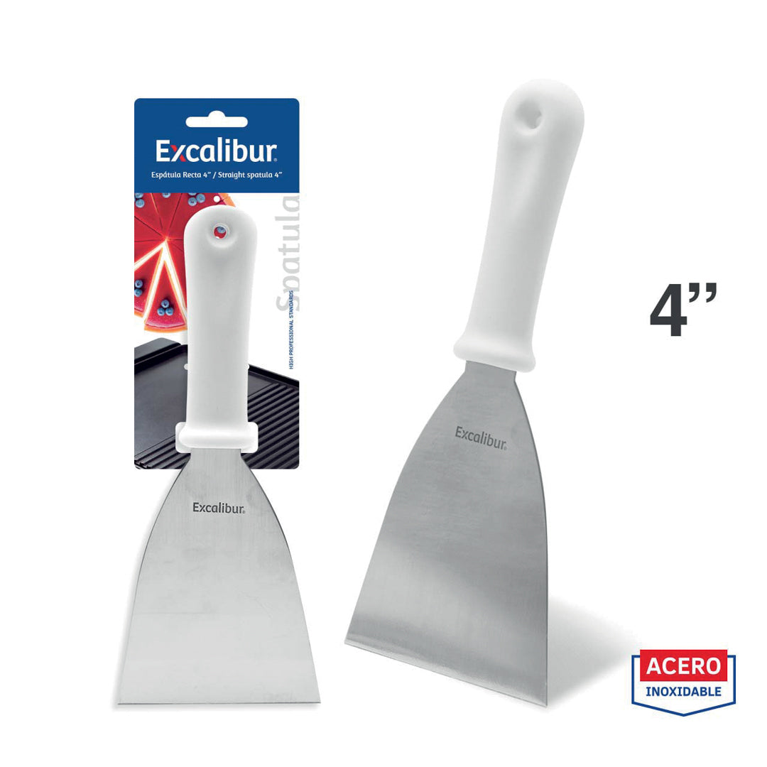ESPATULA RECTA EXCALIBUR MANGO BLANCO 4" (F. 48 UNI)