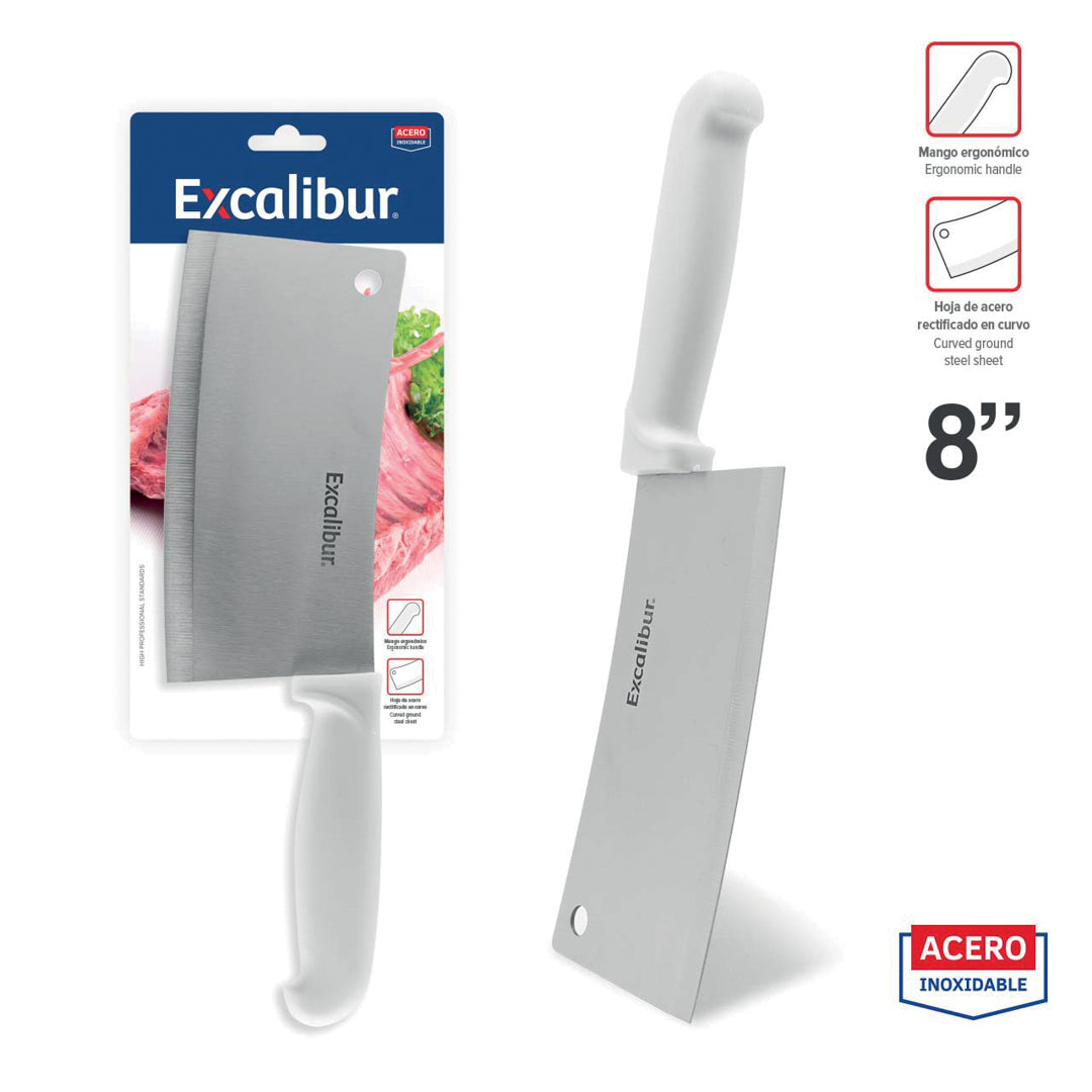 HACHUELA EXCALIBUR CACHA PLASTICA BLANCA 8" (F. 48 PZAS)