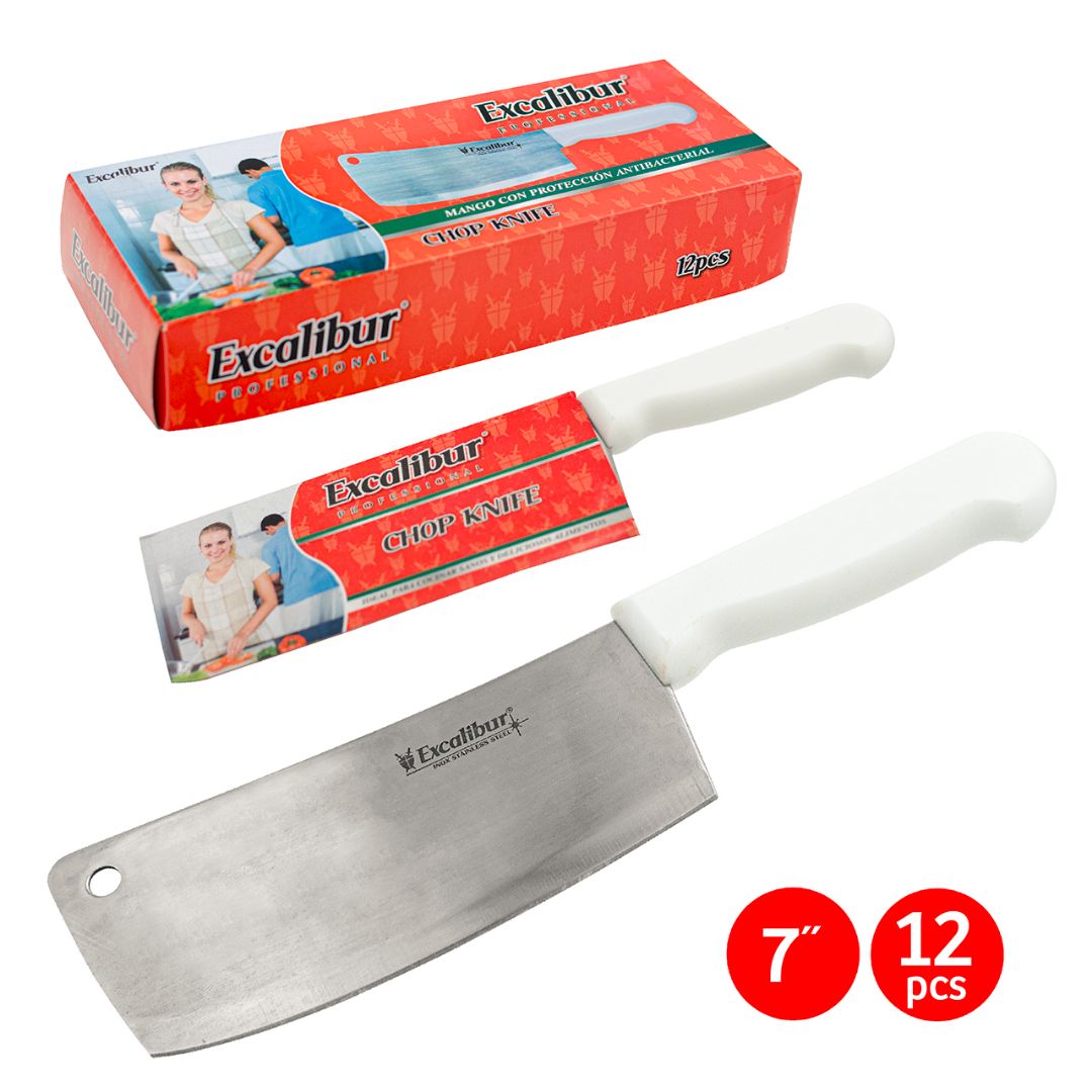 HACHUELA EXCALIBUR CACHA PLASTICA BLANCA 8" (F. 60 PZAS)