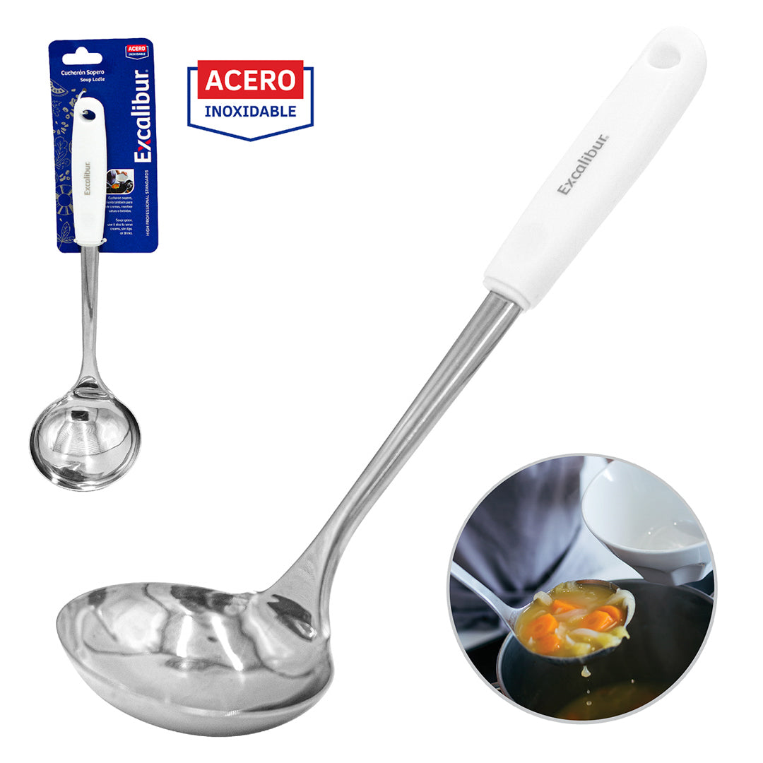 CUCHARON SOPERO EXCALIBUR MANGO BLANCO (F. 96 PZAS)