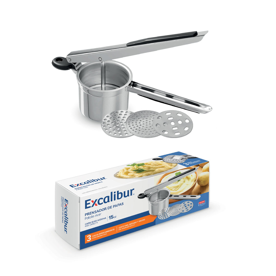 PRENSADOR DE PAPAS EXCALIBUR CORTE FINO, MEDIANO Y GRUESO (F. 36 SETS)