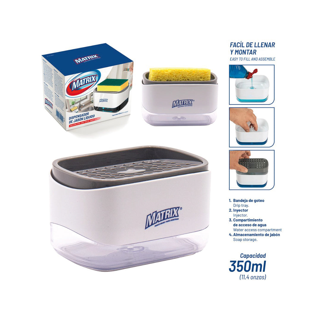 DISPENSADOR DE JABON LIQUIDO MATRIX 350ML (F. 48 SETS)