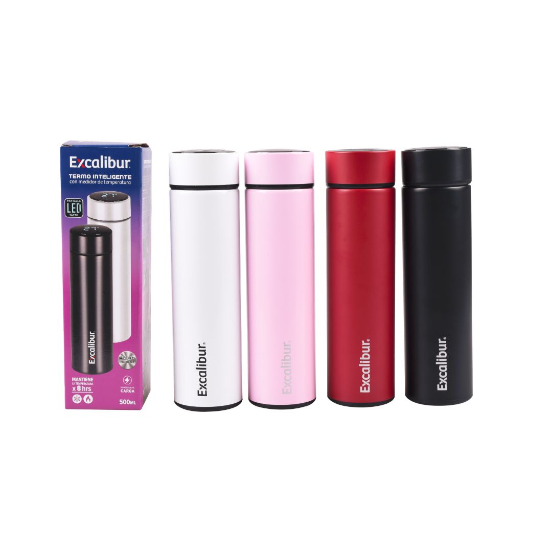 TERMO INTELIGENTE EXCALIBUR 500ML 4 COLORES (F. 48 PZA)