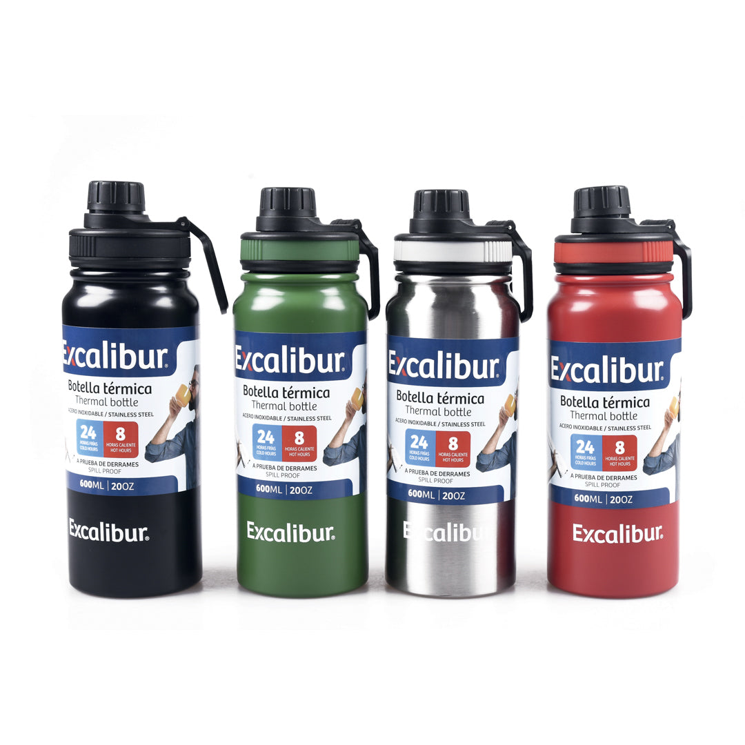 TERMO EXCALIBUR 600 ML 4 COLORES (F. 24 PZAS)