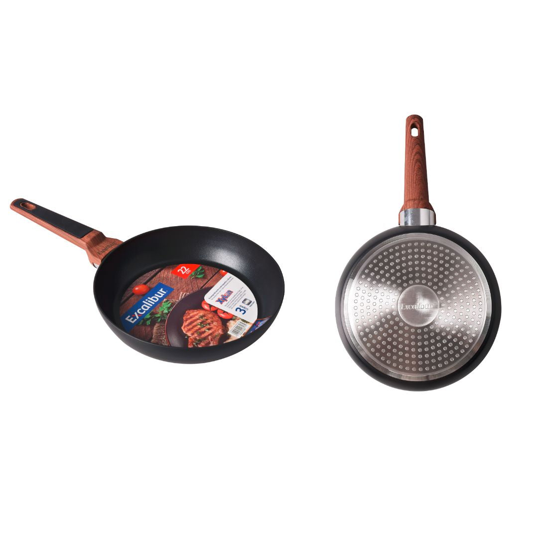 SARTEN EXCALIBUR MANGO DE BAQUELITA Y SILICONA 22CM (F. 10 PZA)