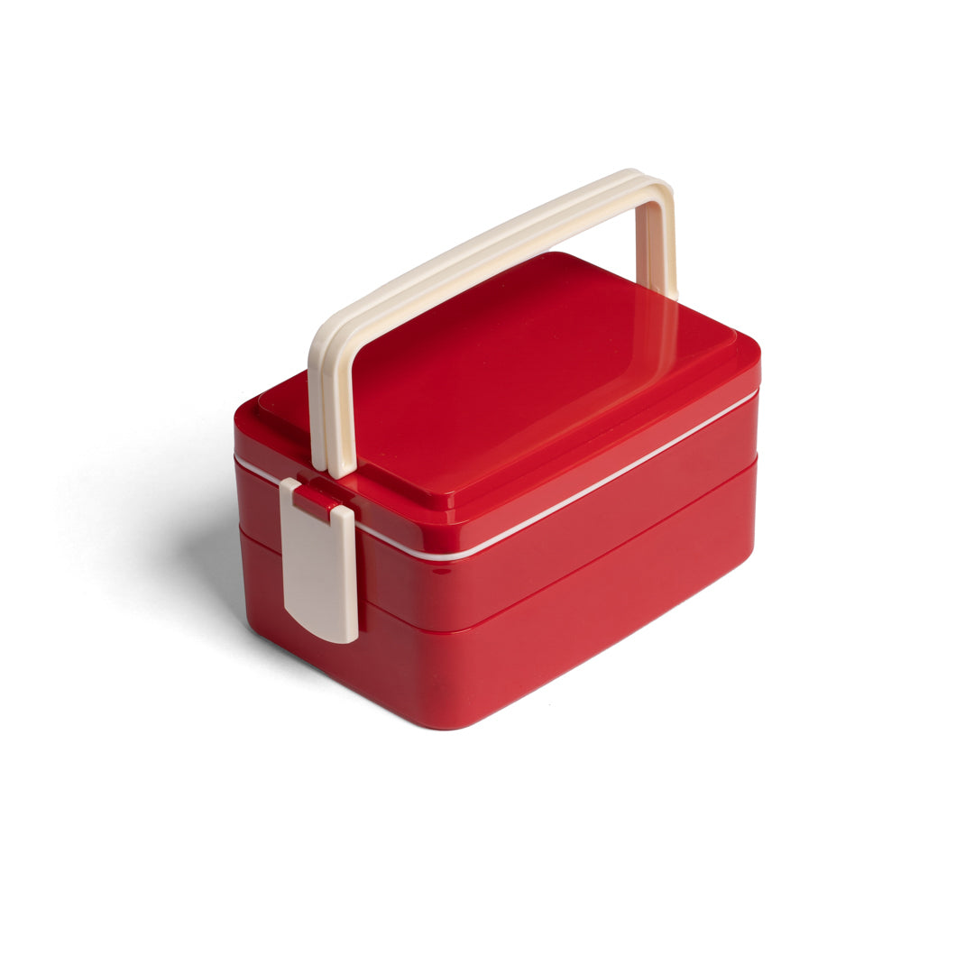 LONCHERA PLASTICA ROJA DE DOS NIVELES (F. 30 UNI)