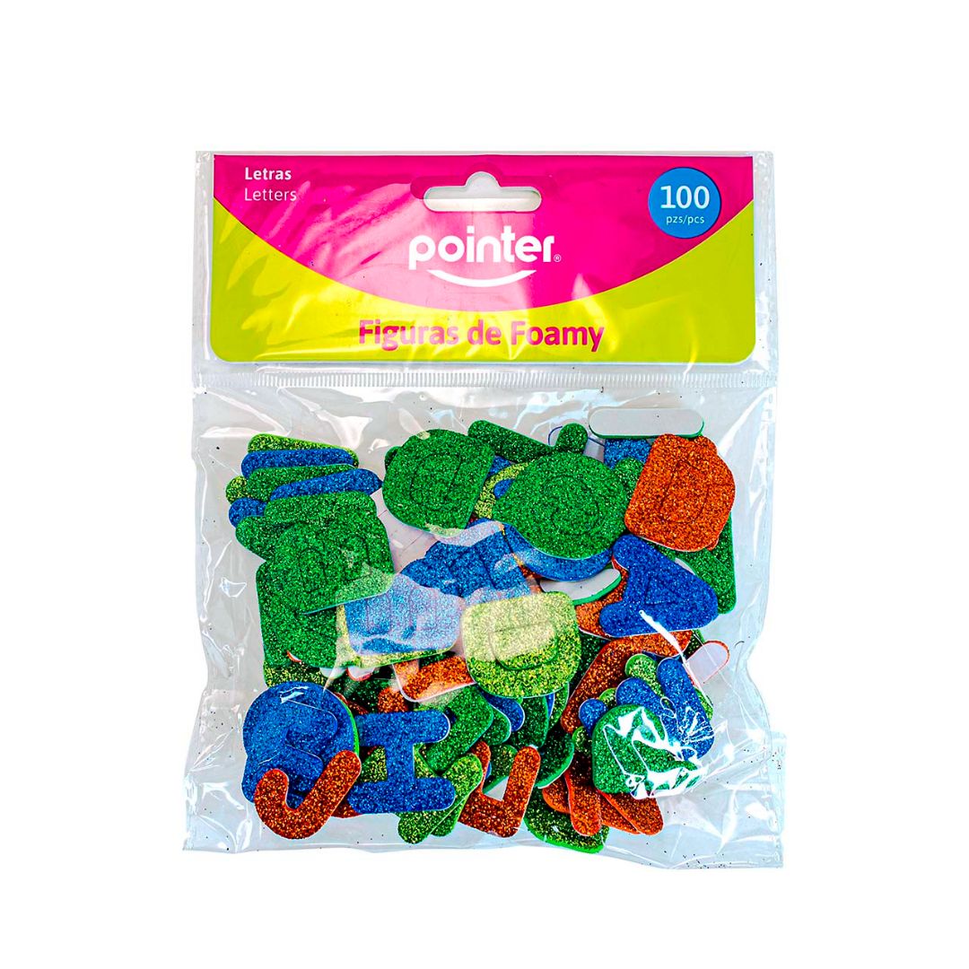 FIGURAS DE FOAMY POINTER ADHESIVAS C/ESCARCHA LETRAS BX100 (F. 240 SETS)