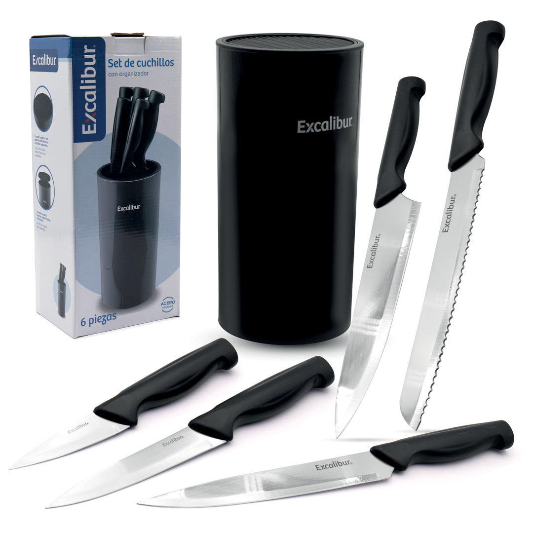 SET DE CUCHILLOS EXCALIBUR 6 PIEZAS C/ORGANIZADOR (F. 12 SETS)