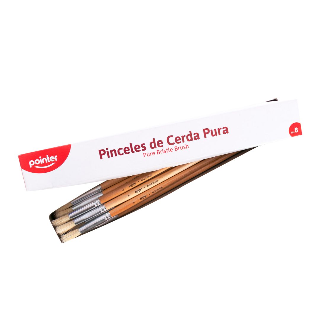 PINCEL DE MADERA POINTER CERDA NATURAL REDONDO #8 CX12 (F. 100 DOC)