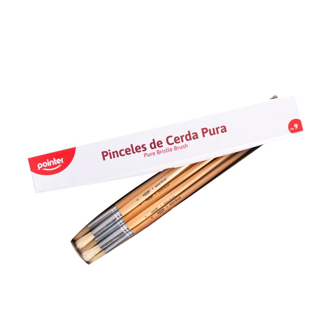PINCEL DE MADERA POINTER CERDA NATURAL REDONDO #9 CX12 (F. 50 DOC)