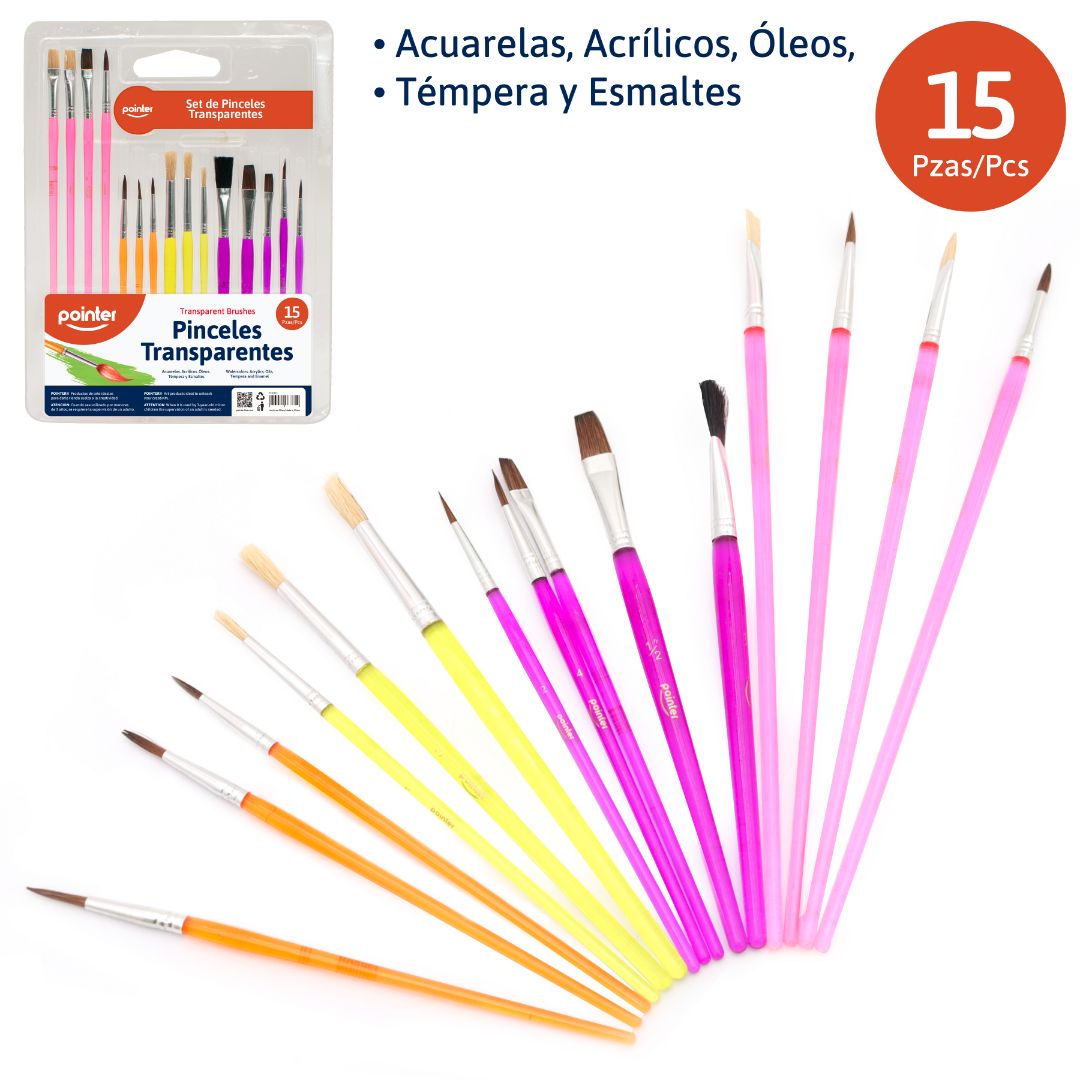 SET DE PINCELES POINTER TRANSPARENTES BLISTERX15 (F. 72 SETS)