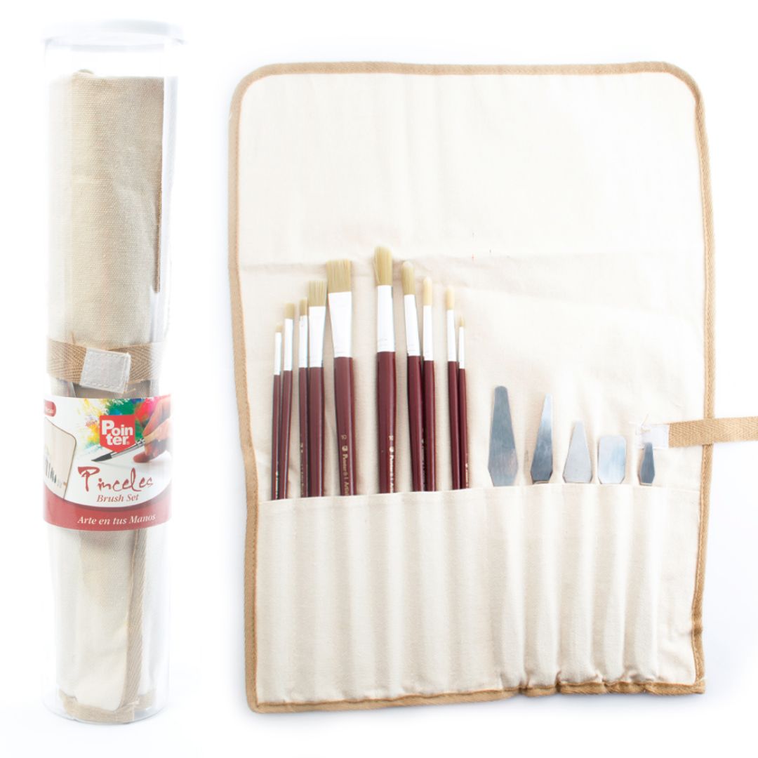 SET DE PINCELES POINTER C/ESPATULAS 15 PZAS (F. 36 BOTES)