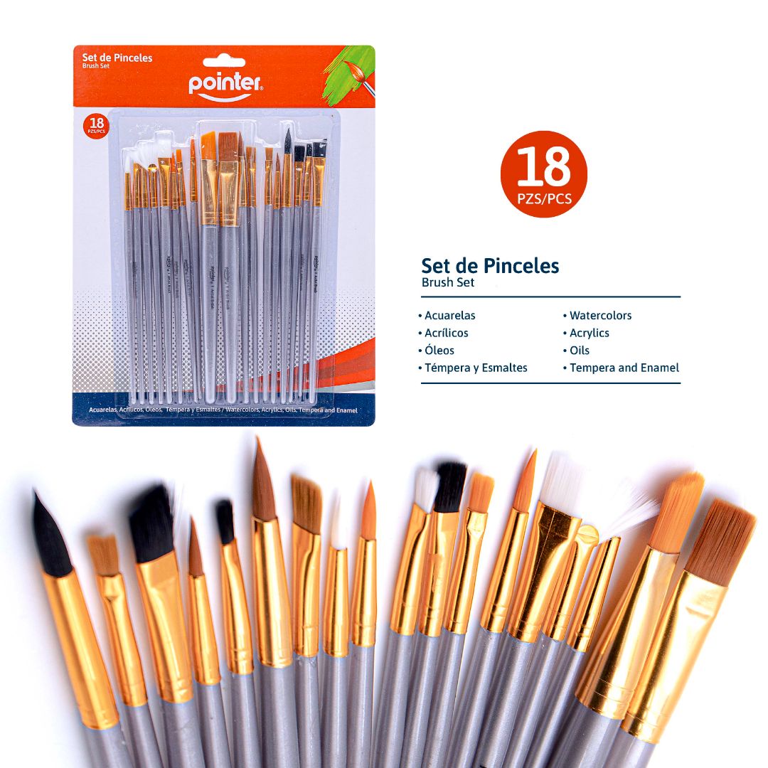 SET DE PINCELES POINTER SURTIDOS BLISTERX18 (F. 48 SETS)