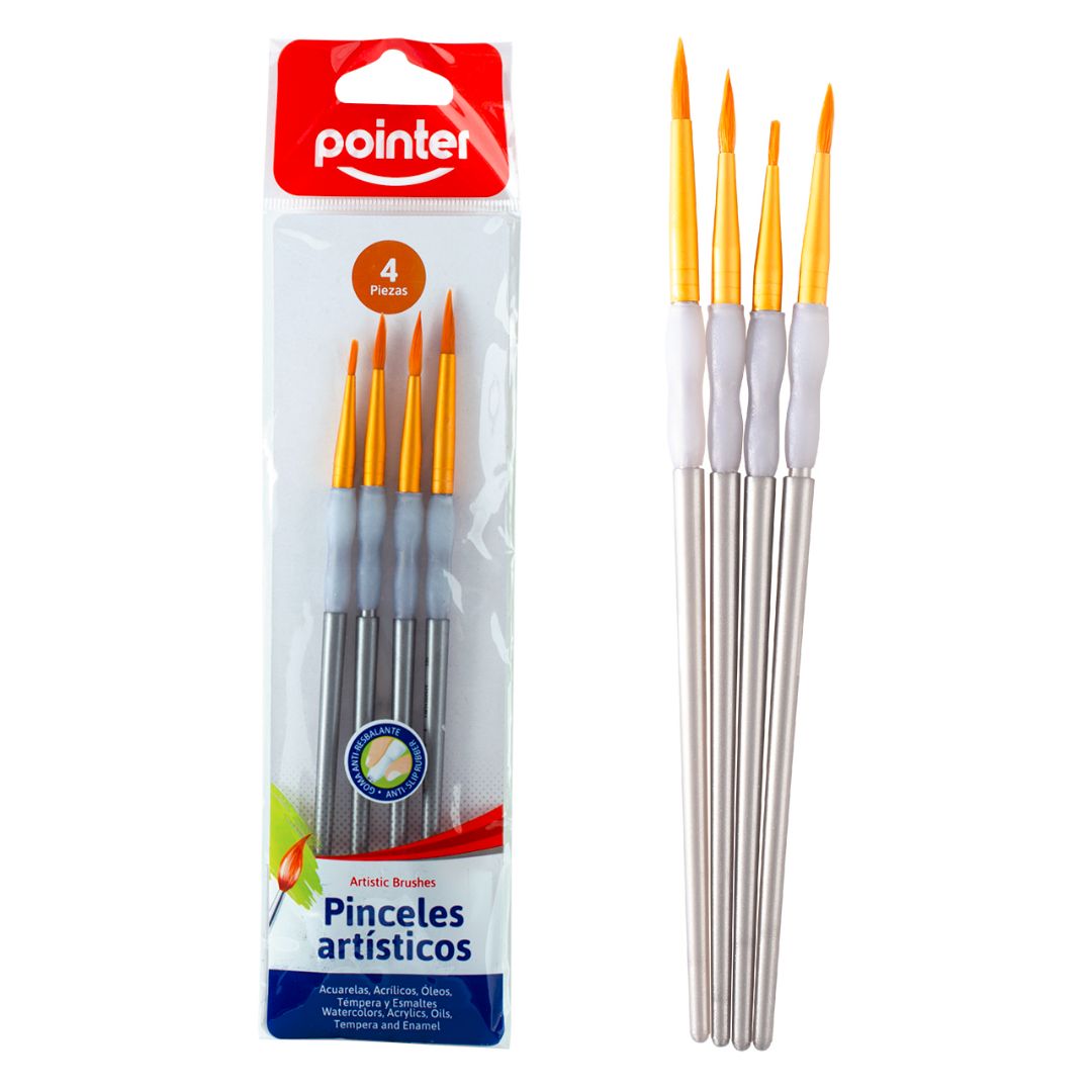 SET DE PINCELES POINTER C/GRIP REDONDOS BX4 (F. 180 SETS)