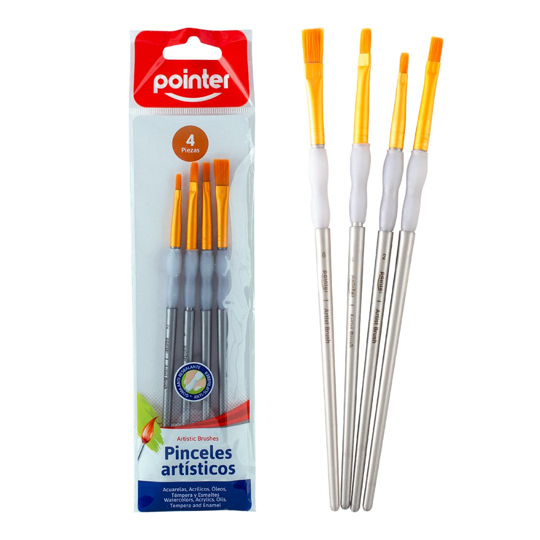 SET DE PINCELES POINTER C/GRIP PLANOS BX4 (F. 180 SETS)