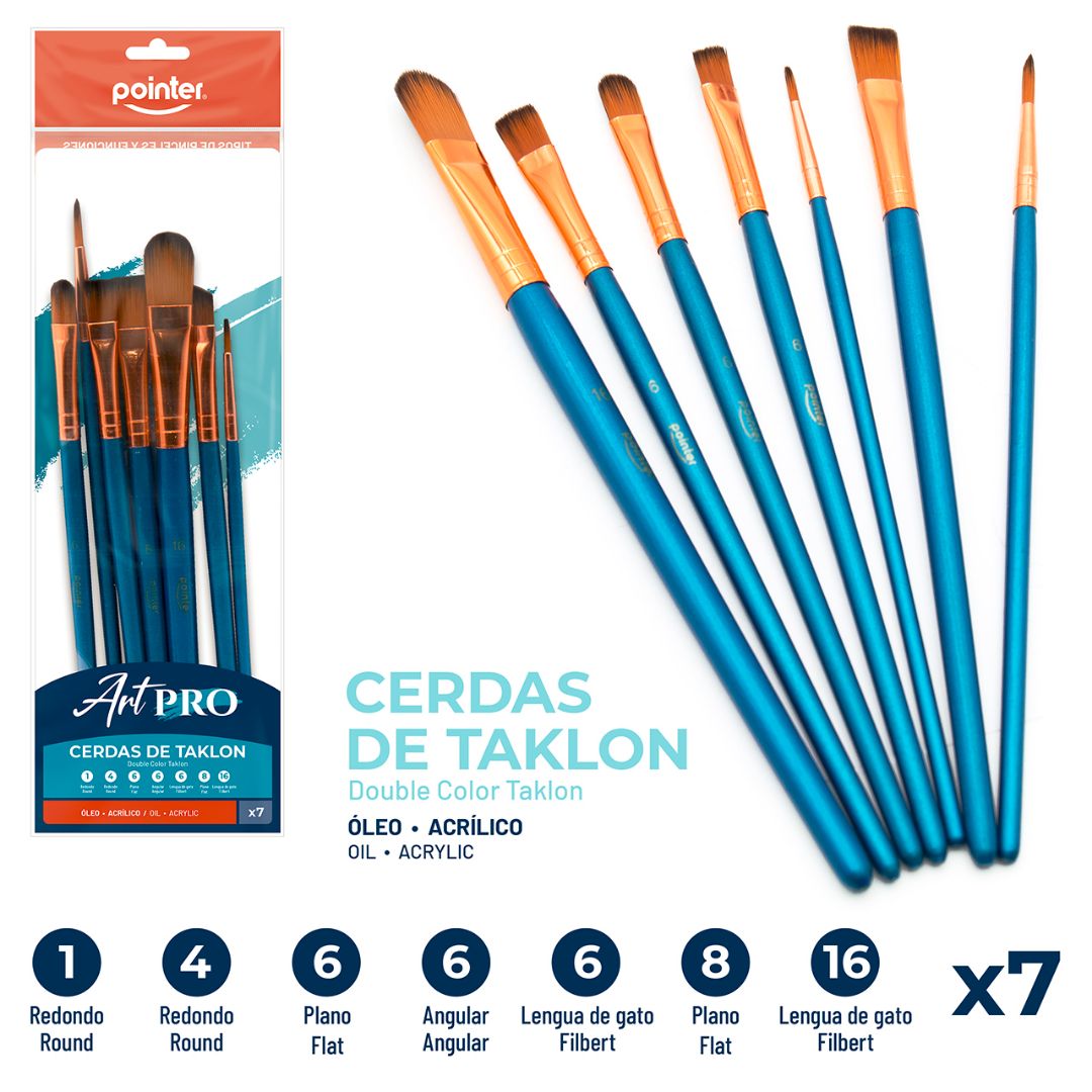 SET DE PINCELES POINTER ART PRO BX7 P/OLEO Y ACRILICO (F. 144 SETS)