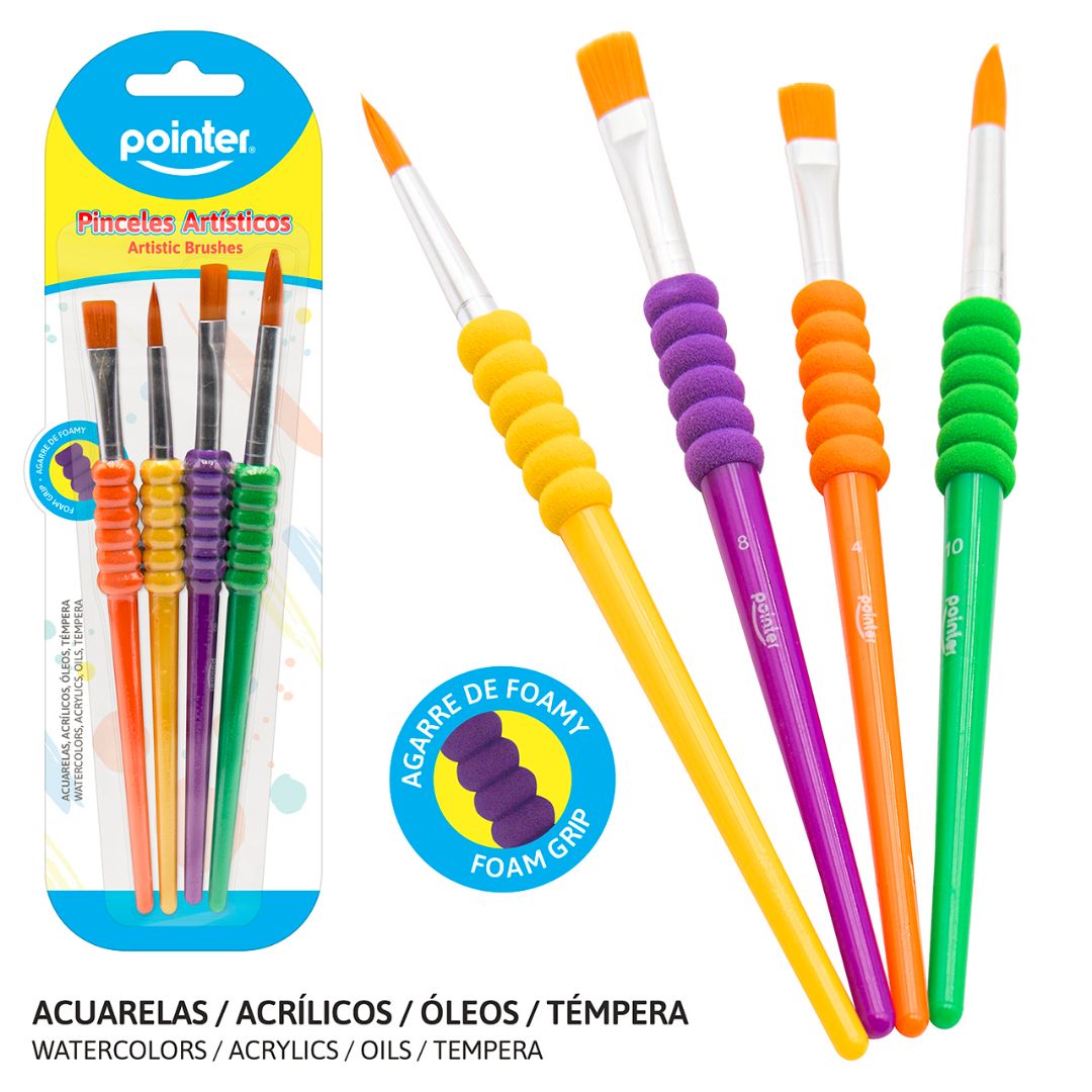 SET DE PINCELES POINTER C/GRIP DE FOAMY BLISX4 (F. 144 SETS)
