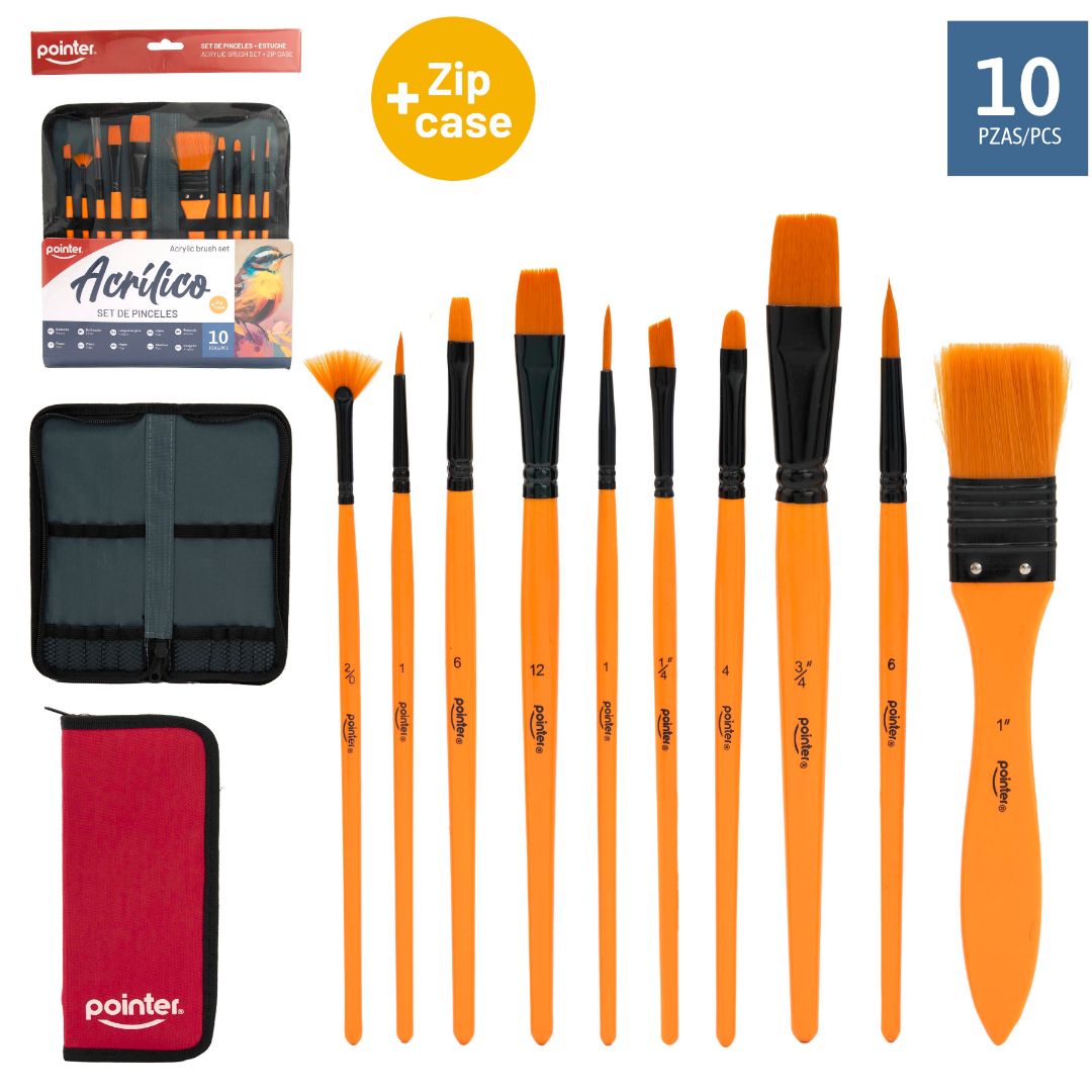 SET DE PINCELES POINTER CON ESTUCHE 10 PIEZAS (F. 40 SETS)