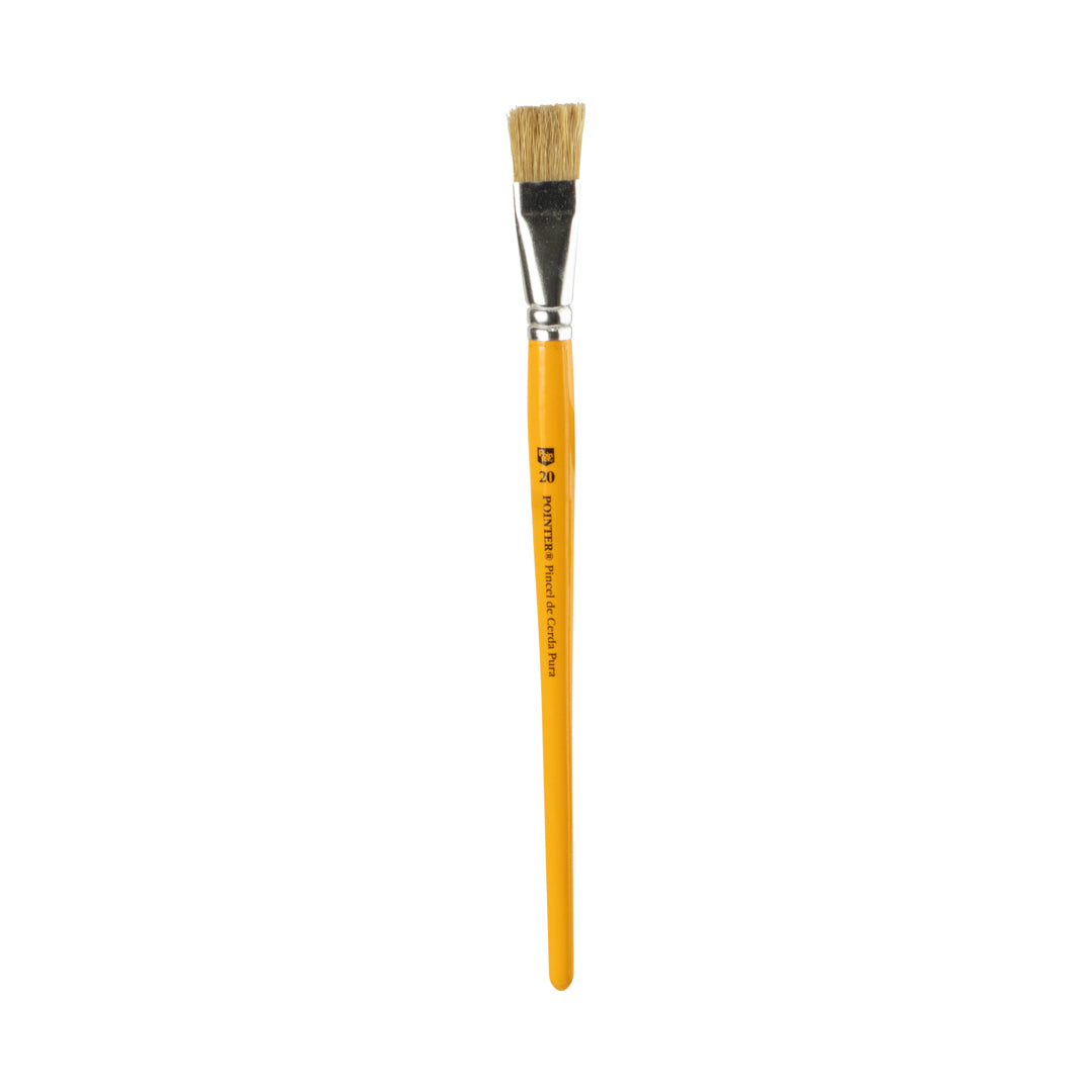 PINCEL POINTER CERDA NATURAL AMARILLO PLANO #20 CX12 (F. 25 DOC)