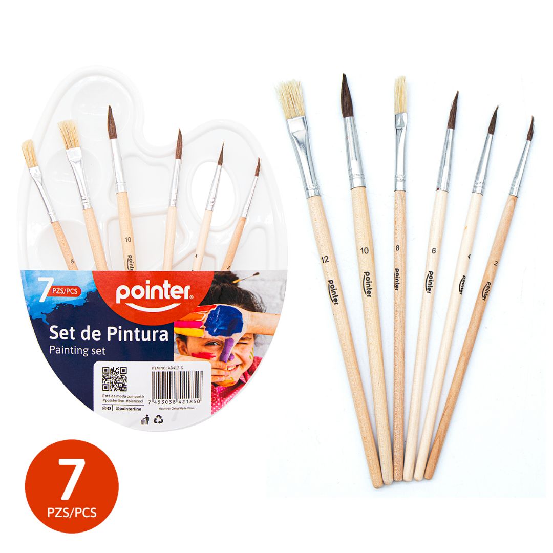 SET DE PINTURA POINTER PINCELES Y MEZCLADOR 7 PZAS (F. 144 SETS)