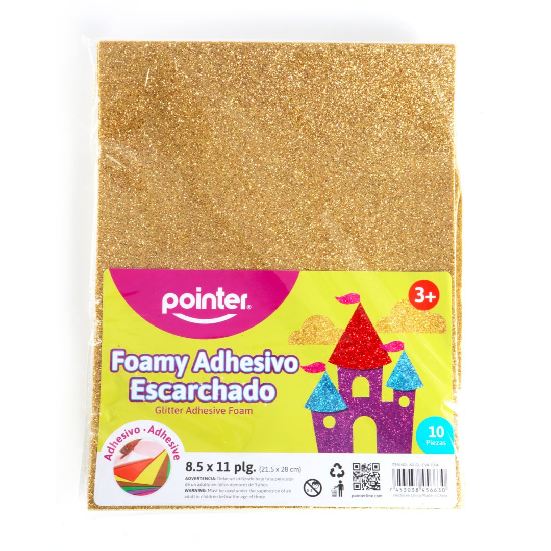 FOAMY C/ESCARCHA POINTER C/ADHESIVO DORADO PX10 CARTA (F. 60 PAQ)