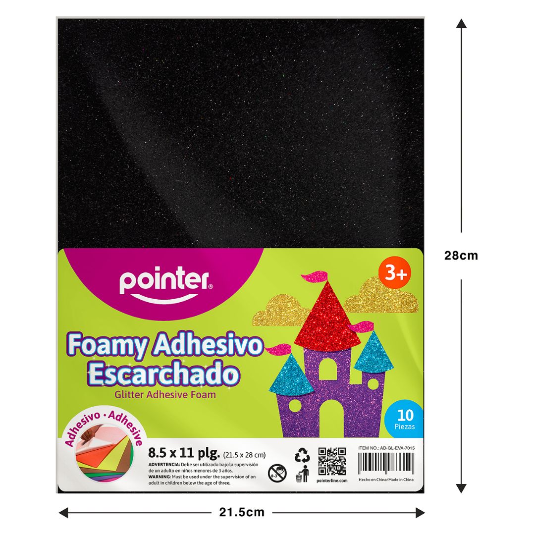FOAMY C/ESCARCHA POINTER C/ADHESIVO NEGRO PX10 CARTA (F. 60 PAQ)