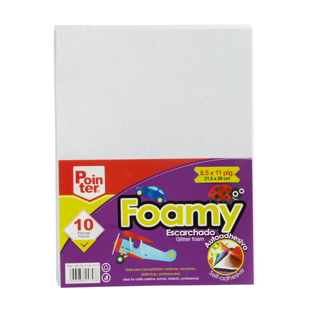 FOAMY C/ESCARCHA POINTER C/ADHESIVO BLANCO PX10 CARTA (F. 60 PAQ)