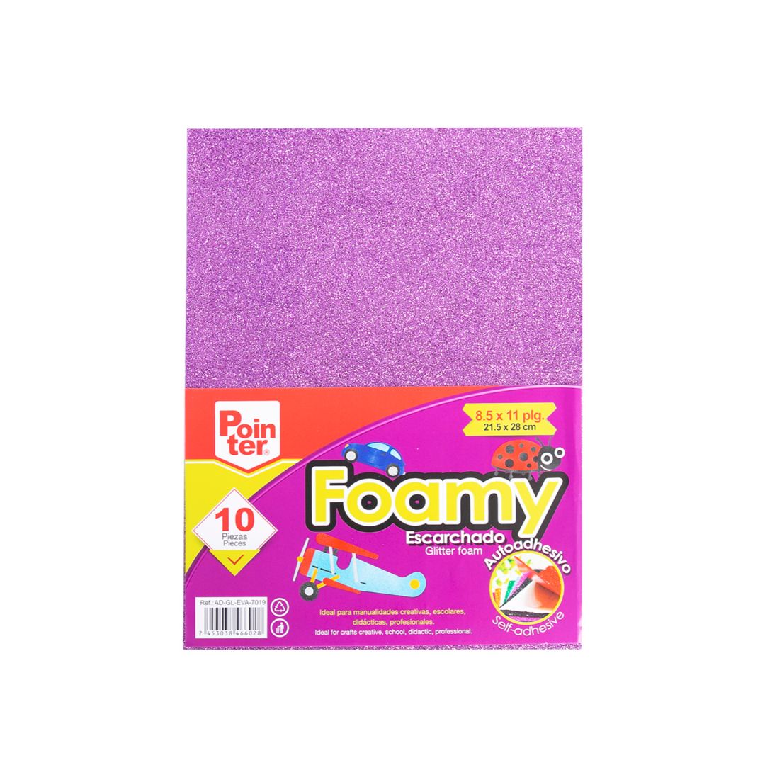 FOAMY C/ESCARCHA POINTER C/ADHESIVO LILA PX10 CARTA (F. 60 PAQ)