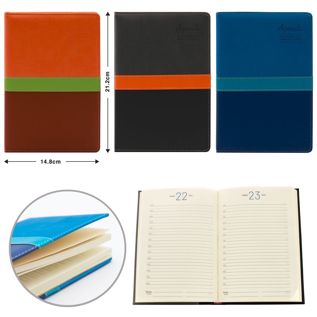 AGENDA PERMANENTE 3 COL. 14.8CM X 21.32CM (F. 48 PZAS)