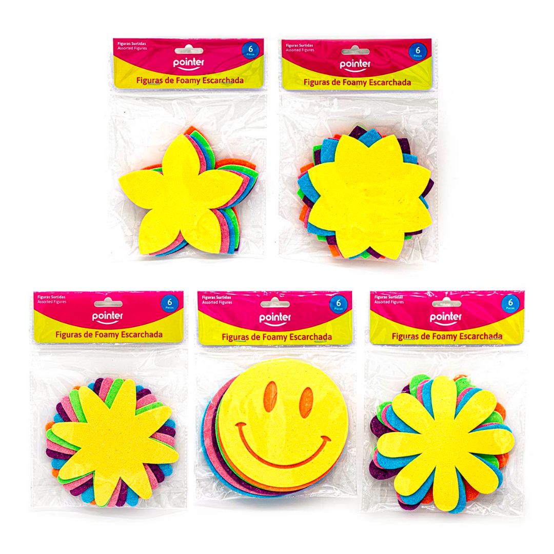 FIGURAS DE FOAMY POINTER C/ESCARCHA 6 DISEÑOS BX6 (F. 120 SETS)