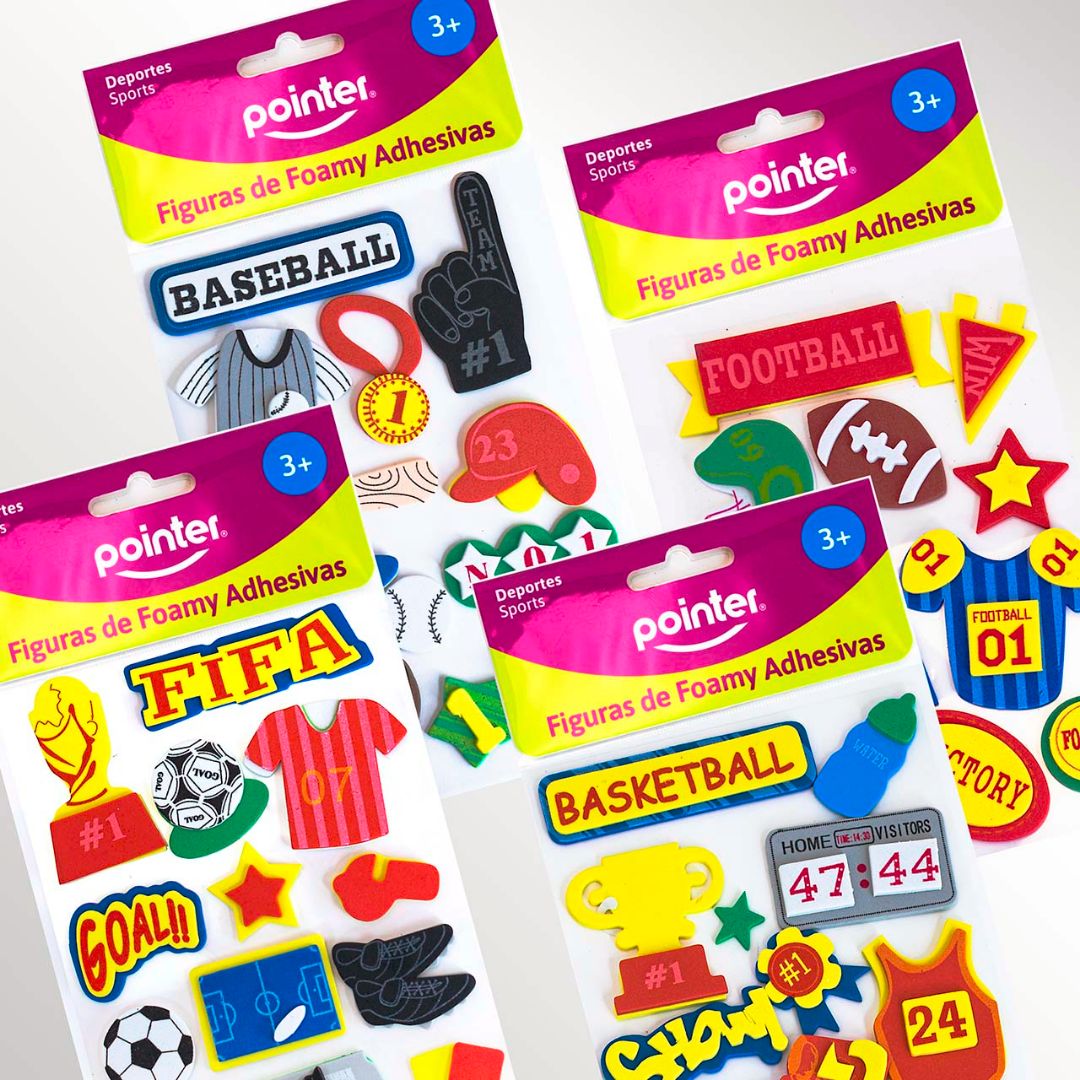 FIGURAS DE FOAMY POINTER ADHESIVAS DEPORTES 4 ESTILOS (F. 144 SETS)