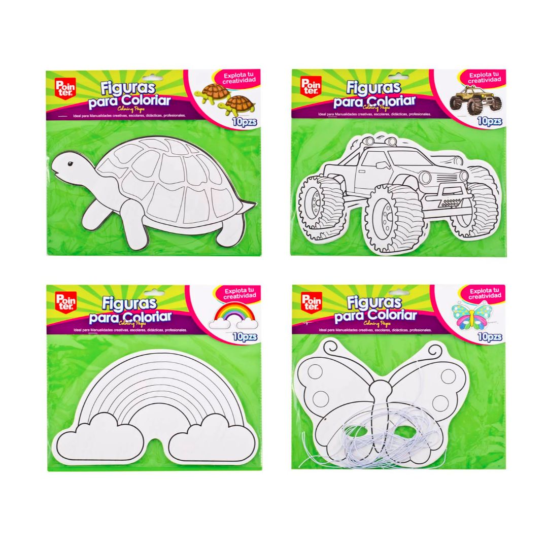 FIGURAS POINTER PARA COLOREAR PX10 HOJAS 4 DISEÑOS (F. 72 SETS)