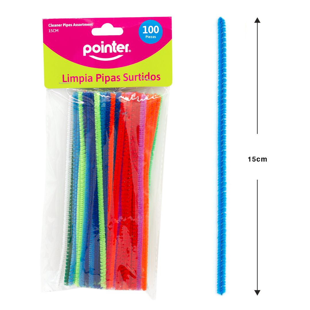 LIMPIA PIPAS POINTER COLORES SURTIDOS BX100 15CM (F. 144 SETS)